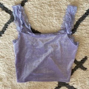 NWOT Forever 21 Purple Lace & Velvet Crop Tank